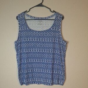 Chico's The Ultimate Tee Navy and White Patterned Tank Top size 4
